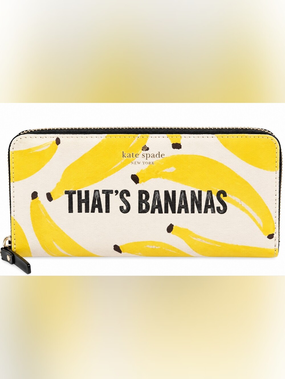 Kate Spade Yellow "That's Bananas" Canvas Continental Zip Wallet EUC